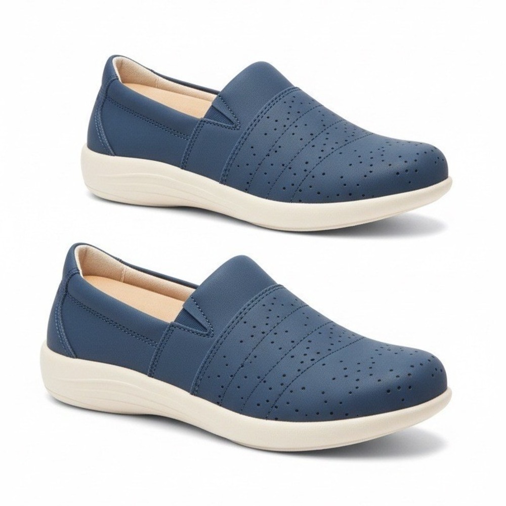 Revitalign Othotic Nubuk Slip-On Ridgeway Picasso Marine Blue Loafers, Size 5.5B